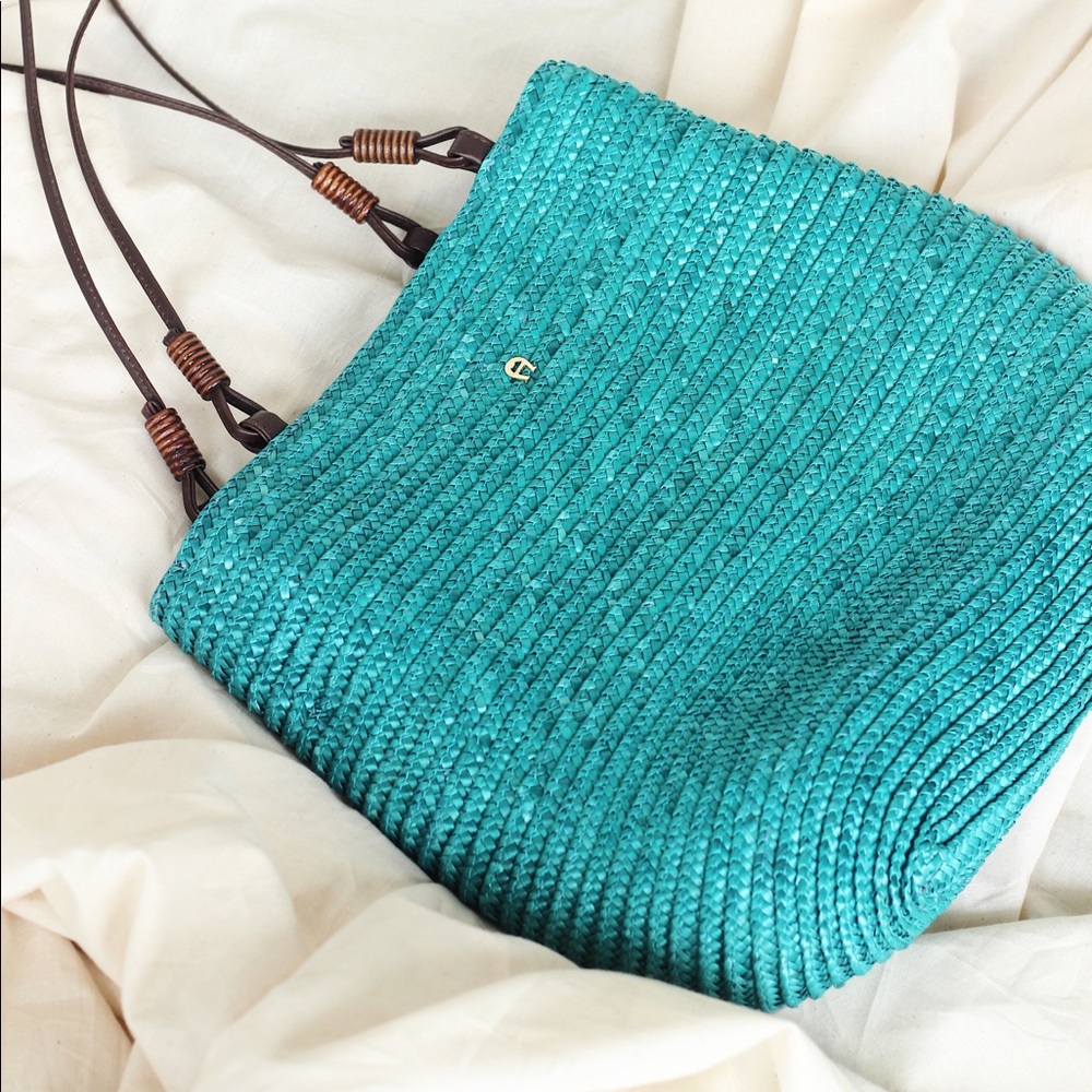 Etienne Aigner Teal Straw Bag